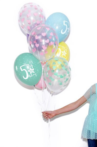 Balony gumowe 30cm Serduszka Crystal Clear 6szt SB14C-228-099P-6 PartyDeco